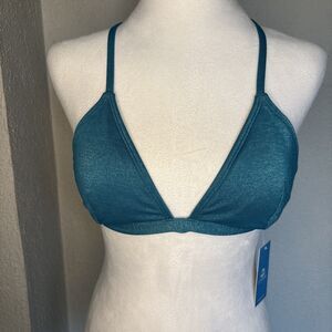 NWT Turquoise Glitter Bikini top With Cross Back Size Medium